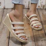 2023 Summer New Wedges Slippers Women  Crystal Slippers Fashion Shoes Indoor Flat With House Zapatillas Mujer Casa Flip 