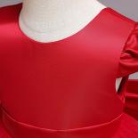 Vestido rojo de princesa de Navidad para niña pequeña, vestido de tutú para fiesta de cumpleaños de un año de 12m, lazo para beb
