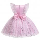 2023 New Pink Girls Dress Elegant Princess Sequined Puffy Party Gown Flower Girl Dresses For Wedding Pink Dress