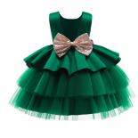 Backless Bow Cute Baby Party Dresses For 15t Sleeveless Solid Toddler Girls Weddings Princess Dress Newborn Birthday Tut