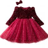 Vestido rojo de Navidad para niñas, ropa de fiesta de cumpleaños, invierno, otoño, lentejuelas, Año Nuevo, Navidad, 2024