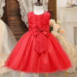שמלת חג המולד אדומה לילדות אלגנטית ילדים פרח ילדת מסיבת יום הולדת שמלה נסיכת חתונה ערב חגיגי ערב רשמי