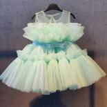 Baby Girls Flower Dress For Wedding Princess 1st Birthday Christening Dress Sleeveless Tulle Tutu Kids Luxury Evening Pa