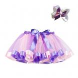 2023 קשת חדשה חצאית טוטו קיץ רשת בגדי ילדה טול מסיבה בנות ריקוד מיני צבעוני חצאית בלט קצר