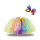 2023 New Rainbow Tutu Skirt Summer Mesh Baby Girl Clothes Tulle Girls Party Dance Colorful Mini Pettiskirt Ballet Short 