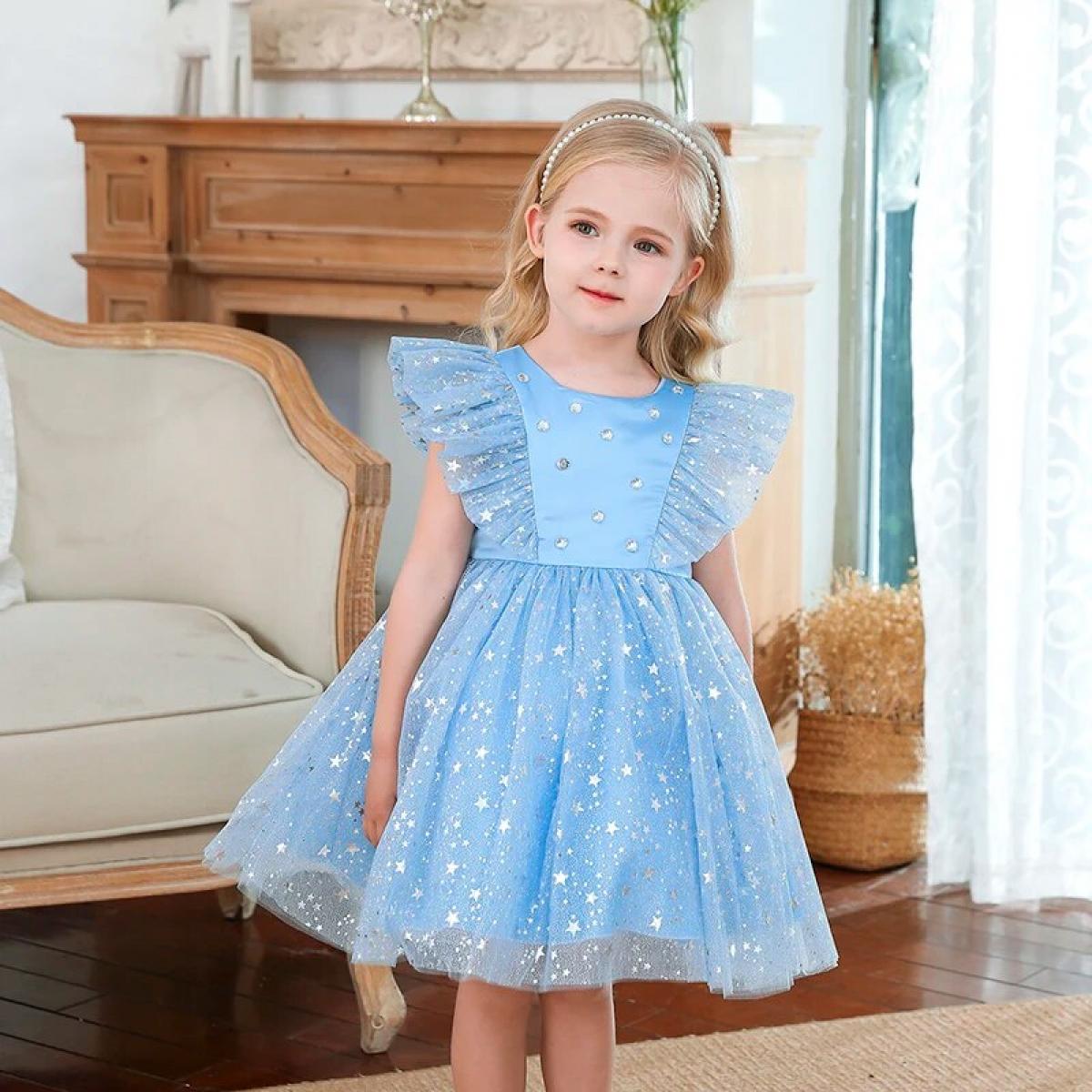 Cute Baby Girls Princess Dress Sequin Shiny Newborn Girls Pageant Gown For 1st Birthday Party Infant Babe Fluffy Wedding