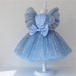 Cute Baby Girls Princess Dress Sequin Shiny Newborn Girls Pageant Gown For 1st Birthday Party Infant Babe Fluffy Wedding