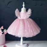 תינוקות חמודות שמלת נסיכה נצנצים מבריק שזה עתה נולדו שמלת תחרות בנות למסיבת יום הולדת 1 תינוק מותק חתונה רכה