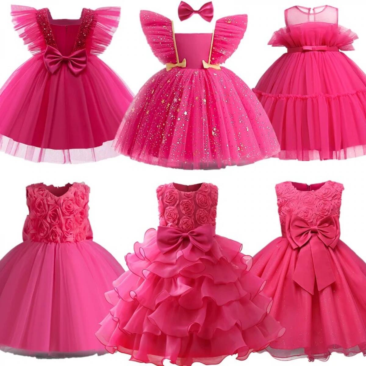 Girl Princess Dress For Wedding Birthday Party Vestidos Kids Evening Tutu Gown Pink Dress For Girls 1 10 Yrs