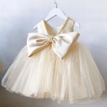 פעוטות בנות בגדי יום הולדת 1 קשת ללא גב שמלת טבילה לתינוק חמוד מסיבת חתונה לילדים שמלת נסיכה אלגנטית לילדה