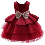 1 5 Yrs Toddler Girl Dress Fall Sequin Flower Long Sleeve Tutu Gown Baby Red Christmas Bow Costume Infant First Birthday