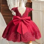 שמלת חג המולד לילדה נסיכה בגדי שנה חדשה תחרה לתינוקות אדומה שמלת חג המולד אלגנטית ילדה מסיבת יום הולדת שמלת נשף תינוק
