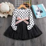 3 8yrs Girls Long Sleeve Dress Kids Birthday Party Polka Dots Casual Clothing Dress For Girl 2023 Autumn Winter Baby Clo