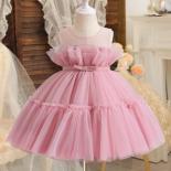 2023 Baby Girls Elegant Princess Dress Toddler Birthday Wedding Party Dresses Infant Tulle Tutu Baptism Costume Children