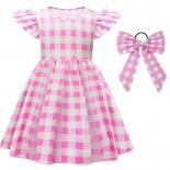 2023 New Movie Girls Pink Costumes Cosplay Clothes Children Pink Halloween Carnival Kids Party Wear For 3 10 Years