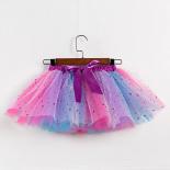 Faldas tutú de arcoíris para niñas, Ropa de baile de Ballet elástica a la moda, minifalda para fiesta de cumpleaños, falda tutú 