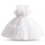 2023 Summer Ceremony White 1st Birthday Dress For Baby Girl Clothes Baptism Tulle Tutu Princess Dress Girls Dresses Part