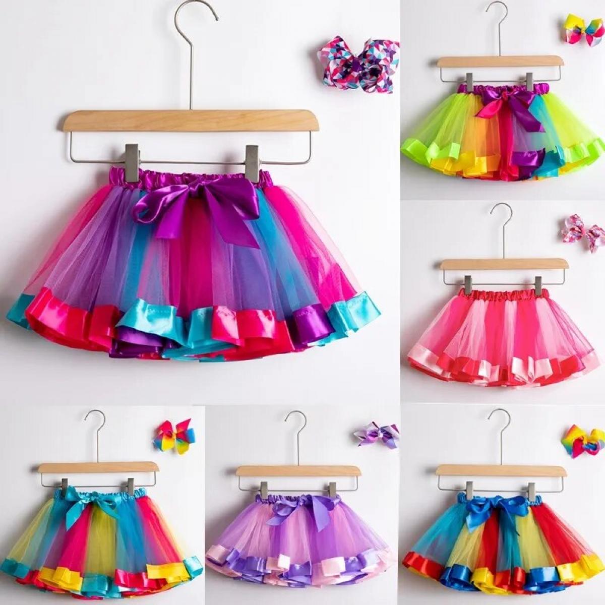 2024 חצאית טוטו חדשה בגדי תינוקות בנות מפוארים צבעוניים מיני חצאית pettiskirn מסיבת ילדים ריקוד קשת טול חצאיות ילדים