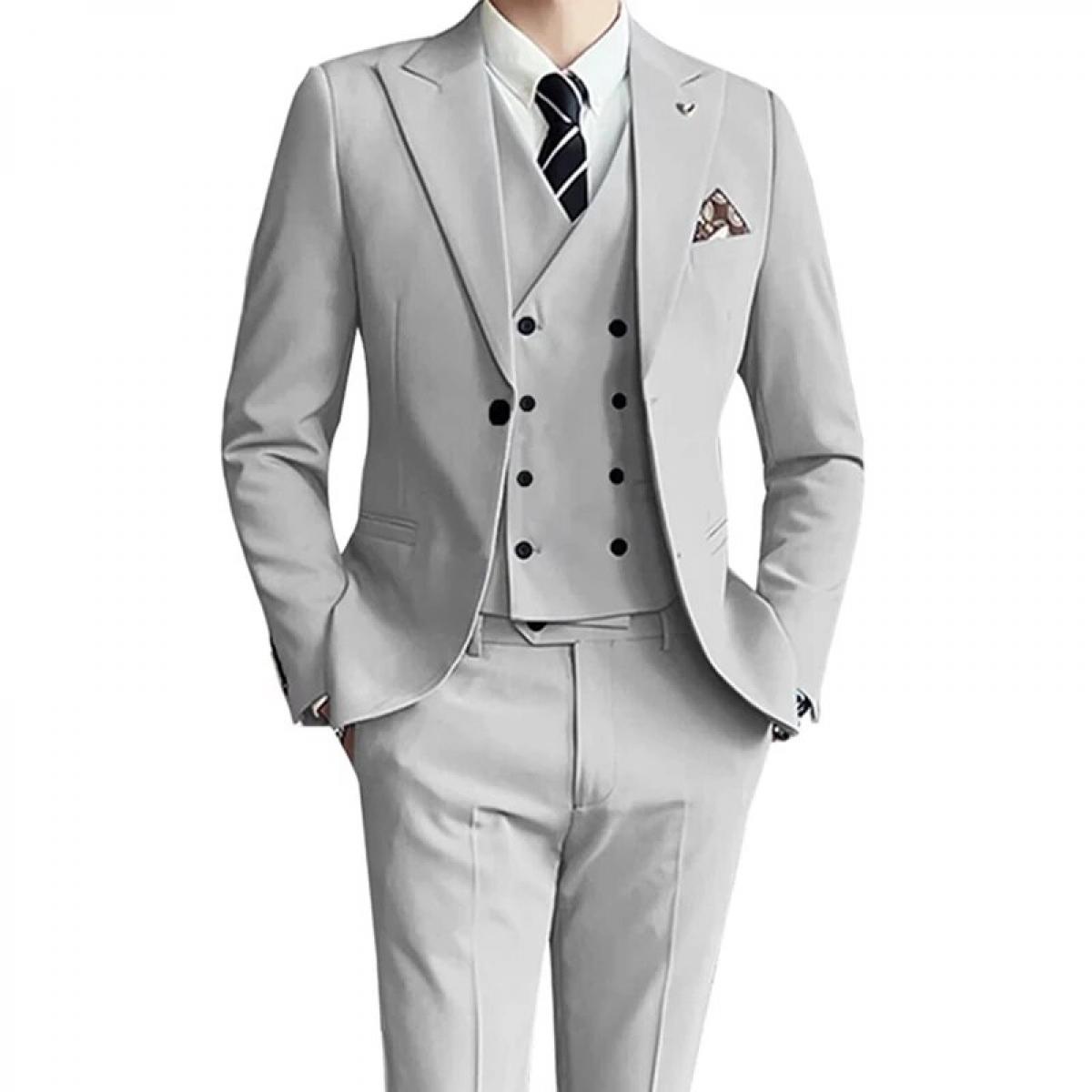 Conjunto de 3 uds de chaqueta y abrigo para hombre, moda de ocio, Boutique, Color sólido, negocios, ajustado, boda, el mejor tra