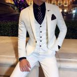 3 Pcs Set Jacket Vest Pants 2023 Men's Business Casual Groom Wedding Dress Formal Suit  Male Blazers Coat Trousers Waist