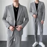 Conjunto de 3 uds de Blazers, chaqueta, pantalones, chaleco/2023, informal para hombre, Boutique, negocios, boda, Color puro, tr