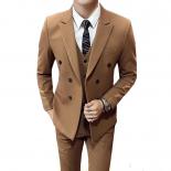 Men's Blazers 3 Piece Suit Set Vest Pants High End Custom Business Casual Double Breasted Work Banquet Wedding Coat Trou
