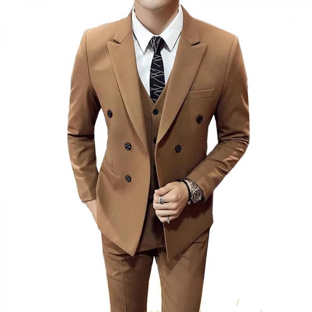 Blazers para hombre, conjunto de traje de 3 piezas, chaleco, pantalones de gama alta, personalizado, informal, de negocios, con 