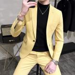 Moda 2023, nuevo traje ajustado de negocios de Color liso para hombre, chaleco ajustado con doble botonadura, vestido, Blazers, 
