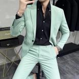 Moda 2023, nuevo traje ajustado de negocios de Color liso para hombre, chaleco ajustado con doble botonadura, vestido, Blazers, 
