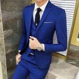 Traje chaleco pantalones 3 uds conjunto/2023 moda nueva Casual para hombres Boutique negocios Color sólido trajes de novio para 
