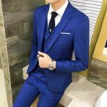 Suit Vest Pants 3 Pcs Set / 2023 Fashion New Men's Casual Boutique Business Solid Color Wedding Groom Suits Trousers Wai