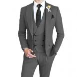 3 Pcs Set Blazers Jacket Vest Pants / 2023 Fashion New Men's Casual Business Solid Color Slim Fit Suit Coat Trousers Wai