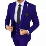 3 Pcs Sets Blazers Jacket Pants Vest / Men Suit 2023 New Business Wedding Fashion Host Clothes Slim Fit Coat Trousers Wa