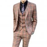 Trajes de pantalón de un solo pecho informales de moda de negocios para hombre/chaqueta a cuadros para hombre Blazers abrigo cha