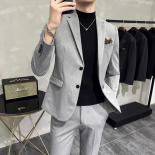 Moda 2023, nuevo traje de boda ajustado de Color sólido para negocios de Boutique de ocio para hombres, chaqueta Blazers de 3 ud