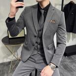 Moda 2023, nuevo traje de boda ajustado de Color sólido para negocios de Boutique de ocio para hombres, chaqueta Blazers de 3 ud