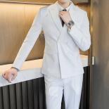 Traje de tres piezas ajustado para hombre, traje de negocios de Color sólido de alta calidad con doble botonadura de talla grand