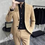 Moda 2023, nuevo traje ajustado de negocios de Color liso para hombre/Chaleco entallado con doble botonadura, vestido, Blazers, 