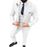 Blazers Conjunto de traje delgado de 3 piezas para banquete a la moda para hombre / Chaqueta de color sólido de negocios para ho