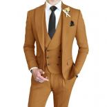 Conjunto de 3 uds de Blazers, chaqueta, chaleco, pantalones/2023, moda nueva, informal, de negocios, Color sólido, traje ajustad