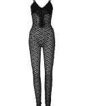  And  Clothing 2024 Spring New  Hot Girl Pure Desire Perspective Hollow Deep V Lace Fashion Jumpsuit For Women
