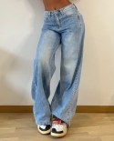 2024 New Retro  Style Long Wide Leg Pants Hot Girls Loose Wide Leg Jeans Women's High Waist Pants