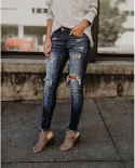 Source Factory Supply 2024  And  Special For Spring And Autumn New Style Ripped Slim Fit Leg Jeans For Women
