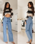 New Style Washed Fashionable Long  And  Women's Jeans Basic Straight Pants