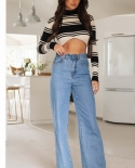 New Style Washed Fashionable Long  And  Women's Jeans Basic Straight Pants