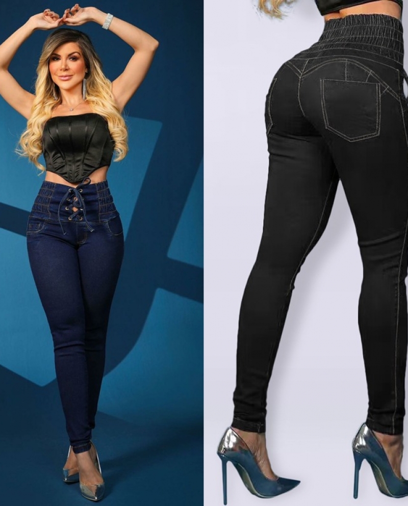 Factory Direct Sales Of New Strappy Slim-fitting Jeans For Women, High-waisted, Slimming Butt-lifting Trousers In Stock
