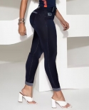 Factory Direct Sales  And  Contrasting Color Slim Long Jeans For Women High-waisted Slim Hottie Splicing Small-leg Pants