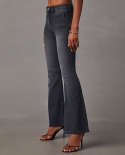 2024 Independent Station Retro Washed High-waist Slim Stretch Micro-flare Women's Jeans In Stock
