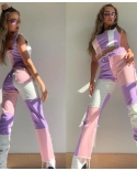 Factory Direct Sales  And  Trend Mixed Color Splicing High Waist Hip Lift Straight Jeans Contrasting Color Casual Trouse