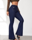 2024 Spring New Style Buttoned Slim Fit Bootcut Jeans For Women High Waist Spliced ​​trousers In Stock